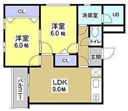 久嶋ハイム 2LDKの間取図画像