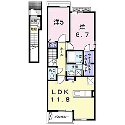 グランデ 2階2LDKの間取り