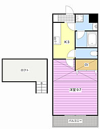 パルティール 1Kの間取図画像