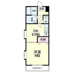 シャンボール3 1DKの間取図画像