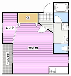 ラピタB ワンルームの間取図画像
