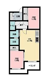 LELIONひくまの 2LDKの間取図画像