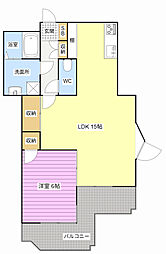 ミラクル西塚 1LDKの間取図画像