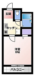 レガーロ鴨江2 1Kの間取図画像