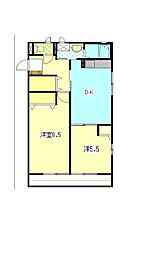 シティハイムグランディー 2DKの間取図画像