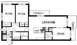 LIEBENHEIMKAGA 3LDKの間取図画像
