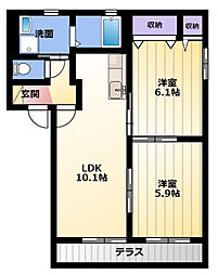 フィオーレ1 2LDKの間取図画像