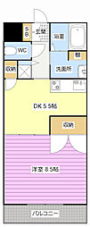 セントラルヒルズB 1DKの間取図画像