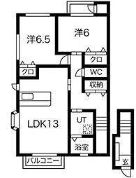 シュプールしのはら13 2LDKの間取図画像