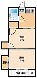 紅ビル21 2DKの間取図画像