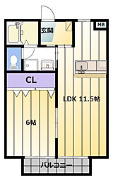 GreenLeaf 1LDKの間取図画像