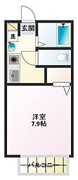 エステートムツミ 1Kの間取図画像