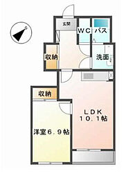 グランドヒルズ 1LDKの間取図画像
