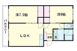 メゾンベルウェル 2LDKの間取図画像