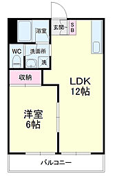 コーポことぶき 1LDKの間取図画像