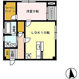 プリンセスコート 1LDKの間取図画像
