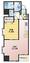 LaurelCourt田町 1DKの間取図画像