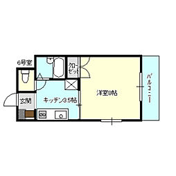 メゾンミッドヴィレッジ 1Kの間取図画像