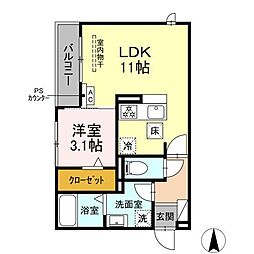 D-Hills野口 1LDKの間取図画像