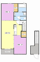ベルゲン 1LDKの間取図画像