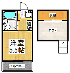 サニーコーポ 1Kの間取図画像