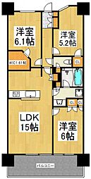 ウエリス武蔵野富士見町 3LDKの間取図画像