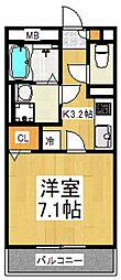 ベルシティ秋津 1Kの間取図画像