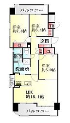 ライオンズマンション柏木二丁目 3LDKの間取図画像