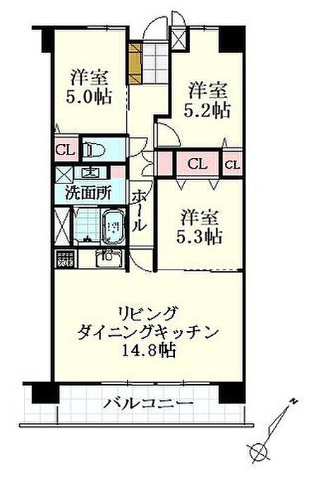 3LDK 間取り