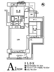 コーシャハイツ弁天 2LDKの間取図画像