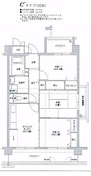 市公社コーシャハイツ北山 3DKの間取図画像