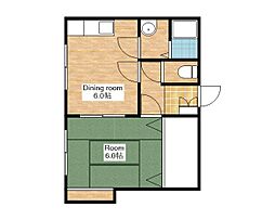JR北陸本線 木ノ本駅 徒歩10分の賃貸アパート 2階1DKの間取り