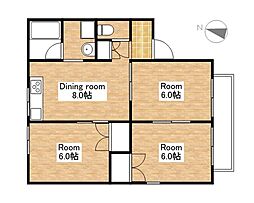 セジュール北新 2階3DKの間取り