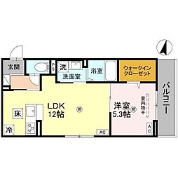 ボヌールメゾンkasuga 1LDKの間取図画像