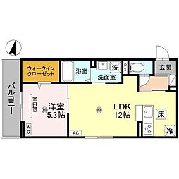 ボヌールメゾンkasuga 1LDKの間取図画像