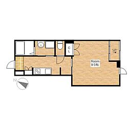 長浜市室町アパート 1Kの間取図画像