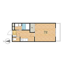 ジュピター 1Kの間取図画像