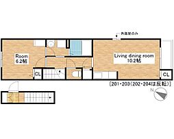 エンジェル2 1LDKの間取図画像