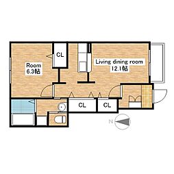 フォレストパーク参番館 1LDKの間取図画像