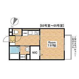 ベルエール地福寺 1Kの間取図画像