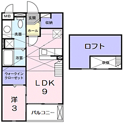 サンルーラルB 1LDKの間取図画像