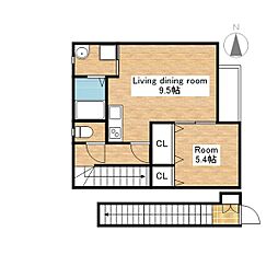エスエスコーポ米原 1LDKの間取図画像