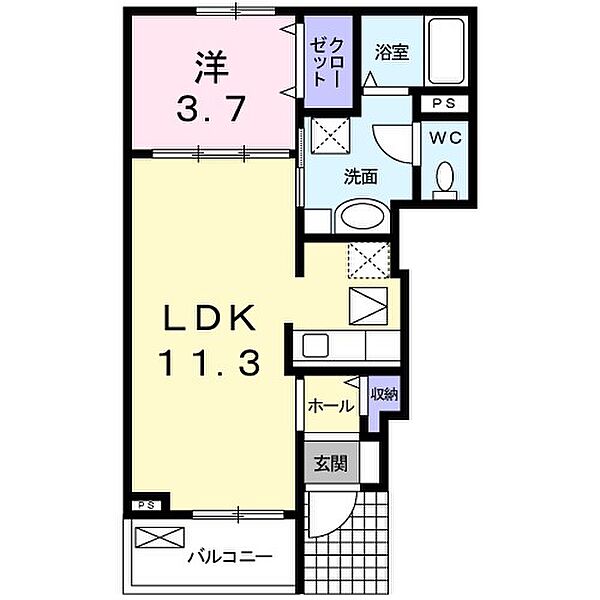 コンフォート　ヴィラ 102｜茨城県日立市金沢町１丁目(賃貸アパート1LDK・1階・37.13㎡)の写真 その2