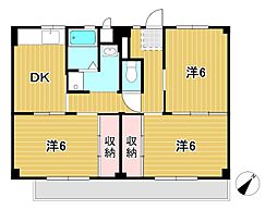 ビレッジハウス日立4号 3DKの間取図画像