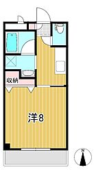 コーポやわら 3階1Kの間取り