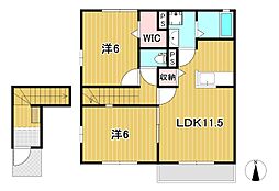 メゾンルネサンスA 2階2LDKの間取り
