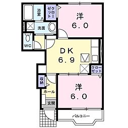 リバーコングラッツ 2DKの間取図画像