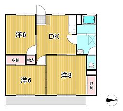 黒沢マンション 3階3DKの間取り