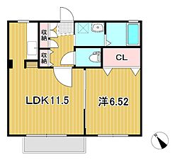 セゾン・シャルマン 2階1LDKの間取り