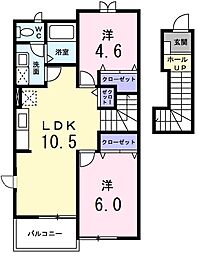 フェーンコート 2階2LDKの間取り